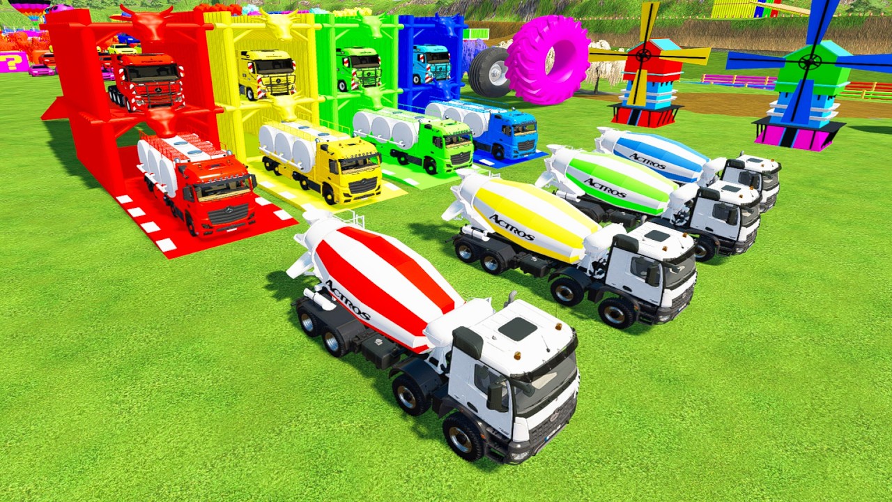 Garage With Colors - ALL COLORFUL MERCEDES ATROCS MIXER TRUCK, TANKER TRUCK TO COLORFUL GARAGE#fs22
