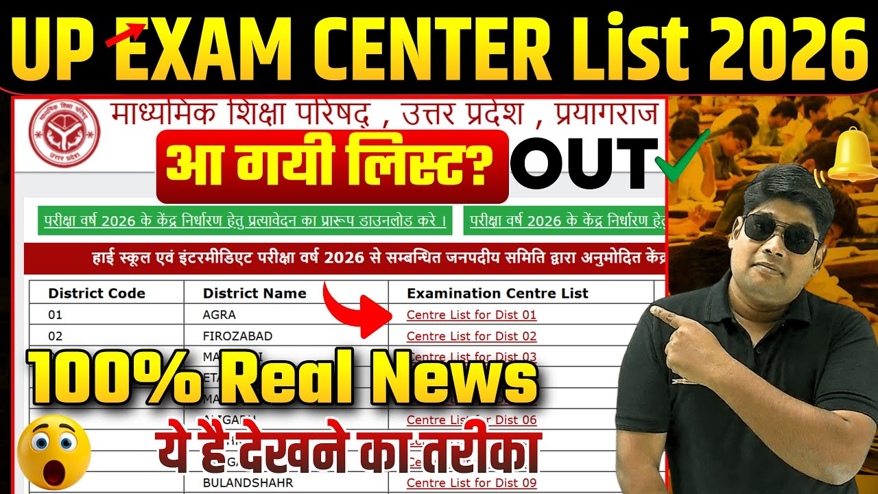 UP Board Exam Center List 2026 OUT ! यू पी बोर्ड परीक्षा - 2026- सेन्टर लिस्ट केंद्र सूची 2026 आ गई?