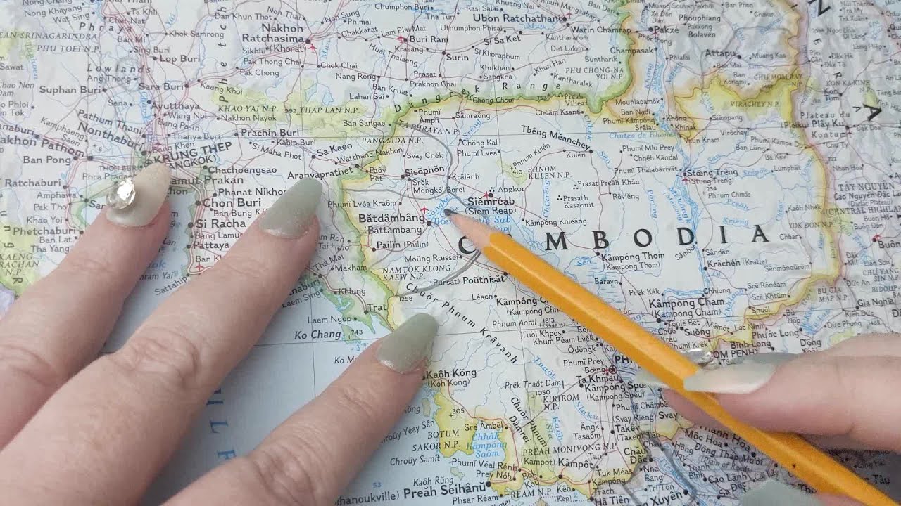 ASMR ~ Battambang, Cambodia History & Geography ~ Soft Spoken Map Tracing Google Earth