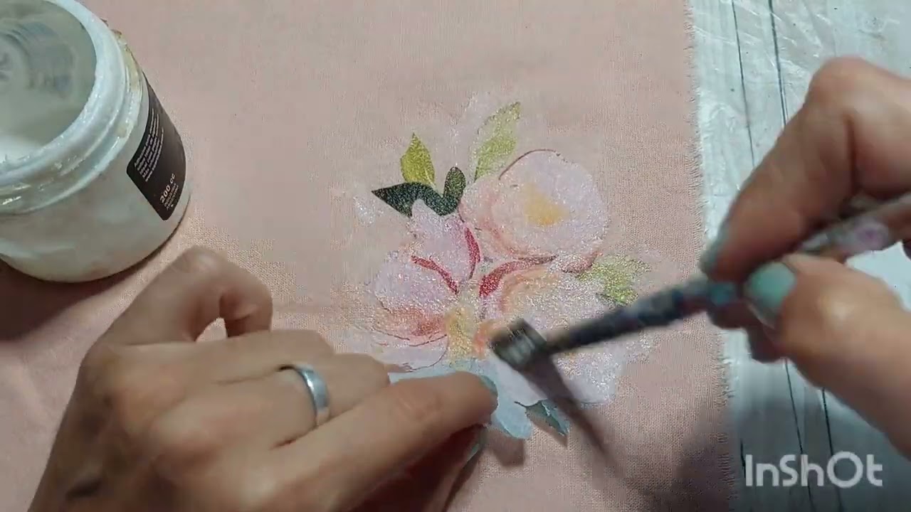 Semana textil - Decoupage sobre tela y pintura sobre tela