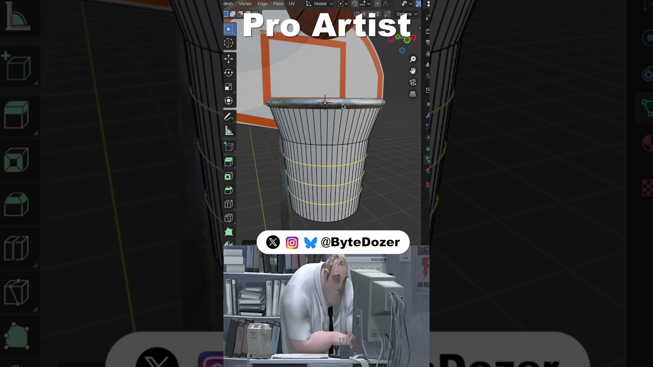 Noob vs Pro artist: Making a BBall Hoop #blendertutorial #blender #blendercommunity #blender3d #b3d