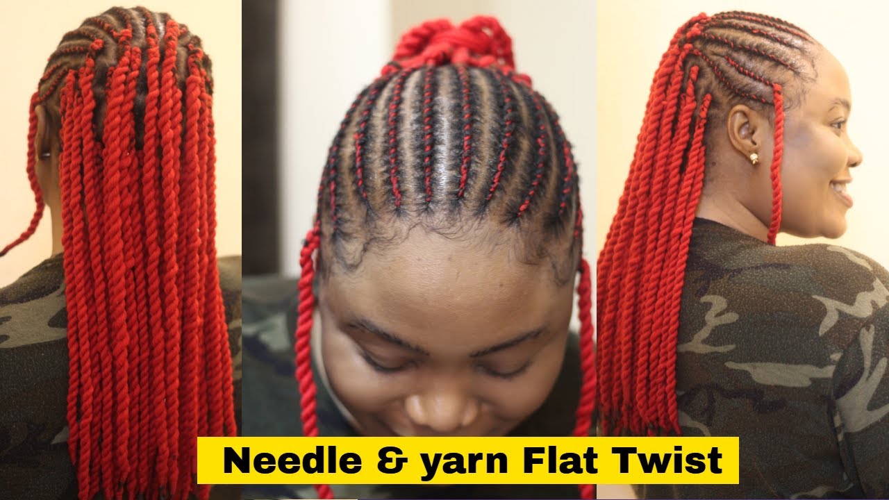I tried Needle and Thread Flat Twist using colored yarn ....
