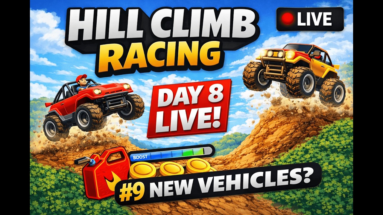 Day 8 Hill Climb Racing Live | High Score Challenge & Crazy Stunts #HillClimbRacing  #gaminglive