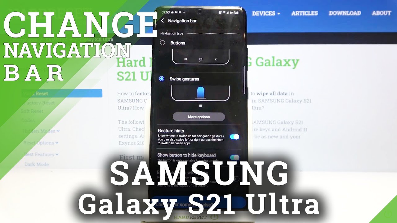 How to Change Navigation Buttons to Gestures in SAMSUNG Galaxy S21 Ultra &ndash; Navigation Settings