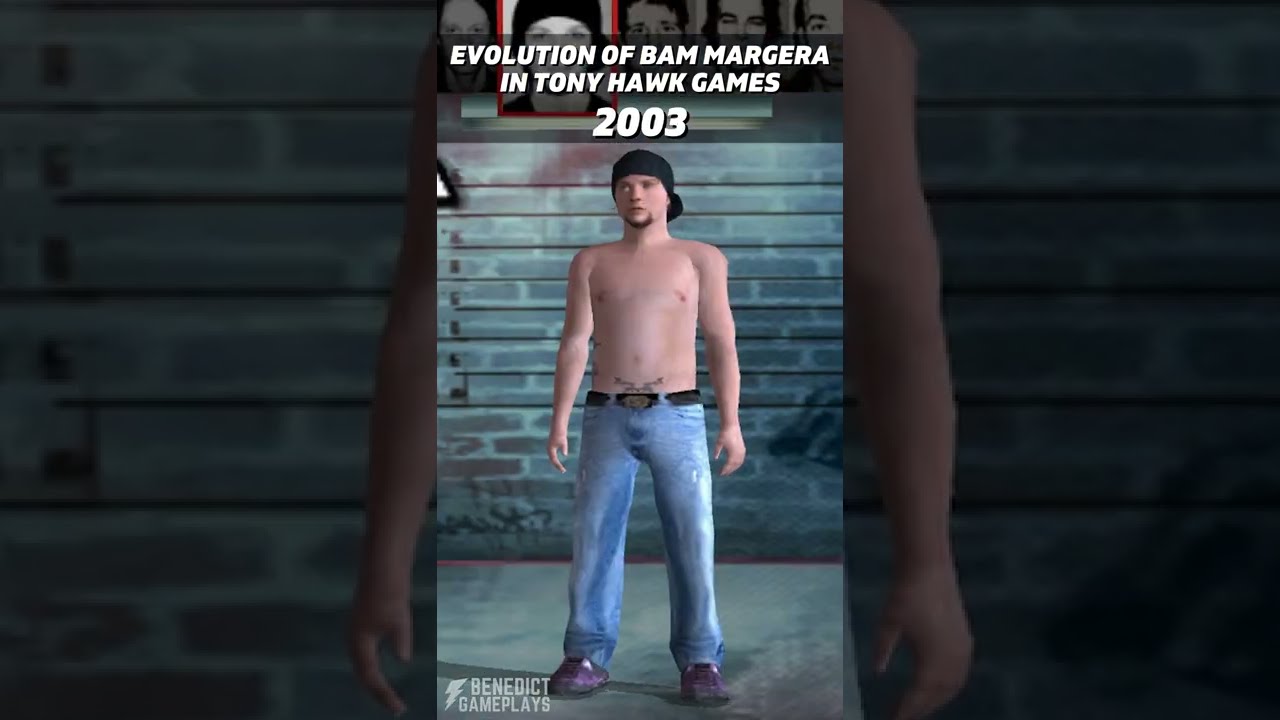 Evolution of Bam Margera in Tony Hawk Games (2001-2007)