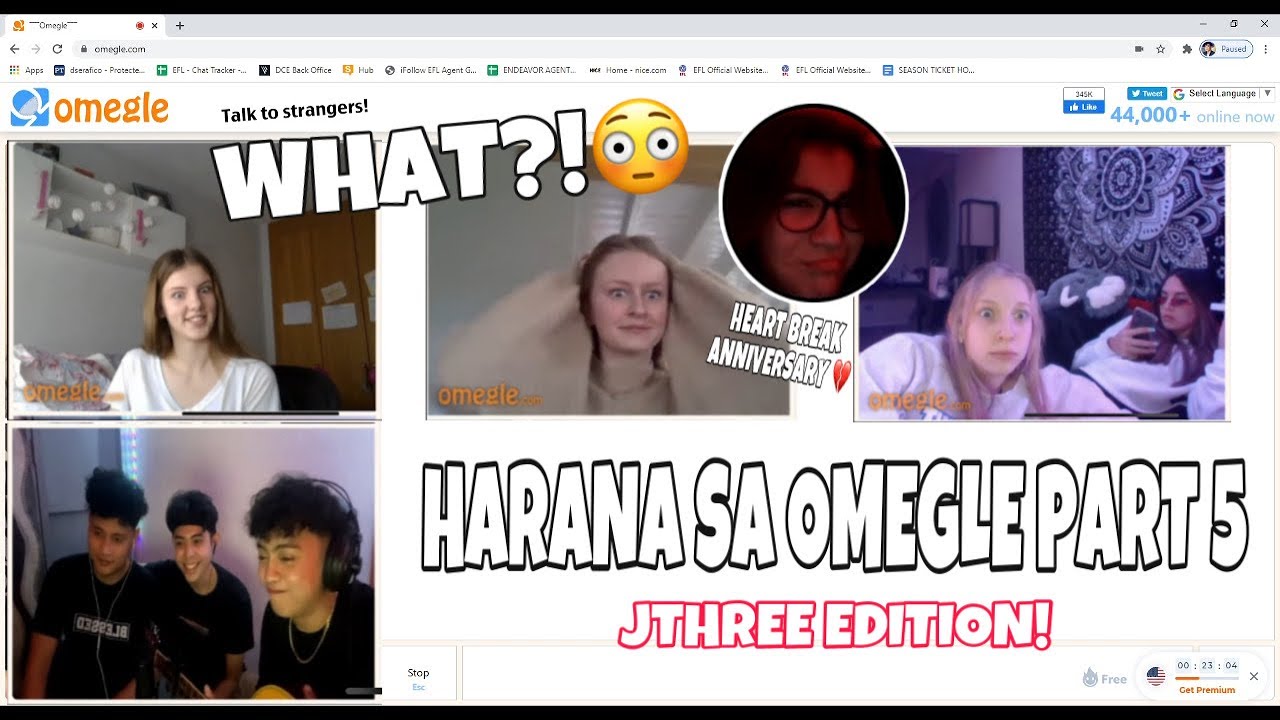 HARANA! SA OMEGLE PART 5 [BEST REACTIONS] JTHREE | HEART BREAK ANNIVERSARY 💔 SONG
