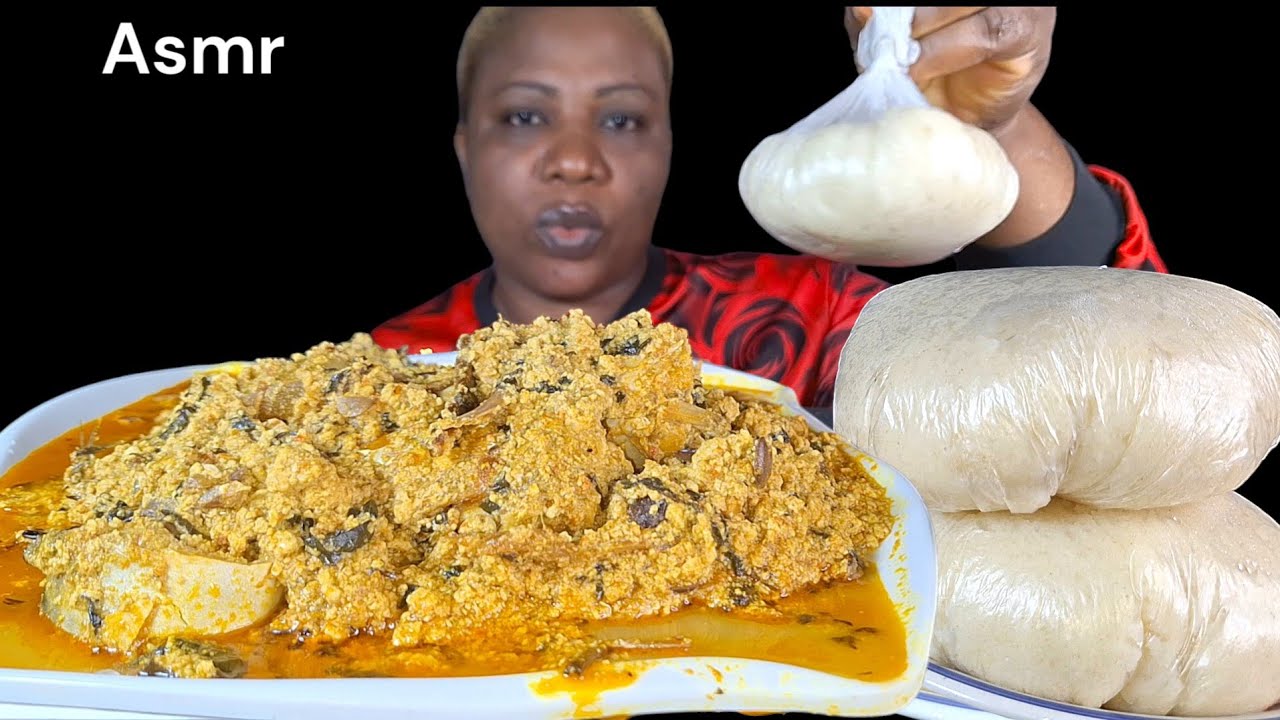 African food mukbang/ fufu with egusi soup ASMR