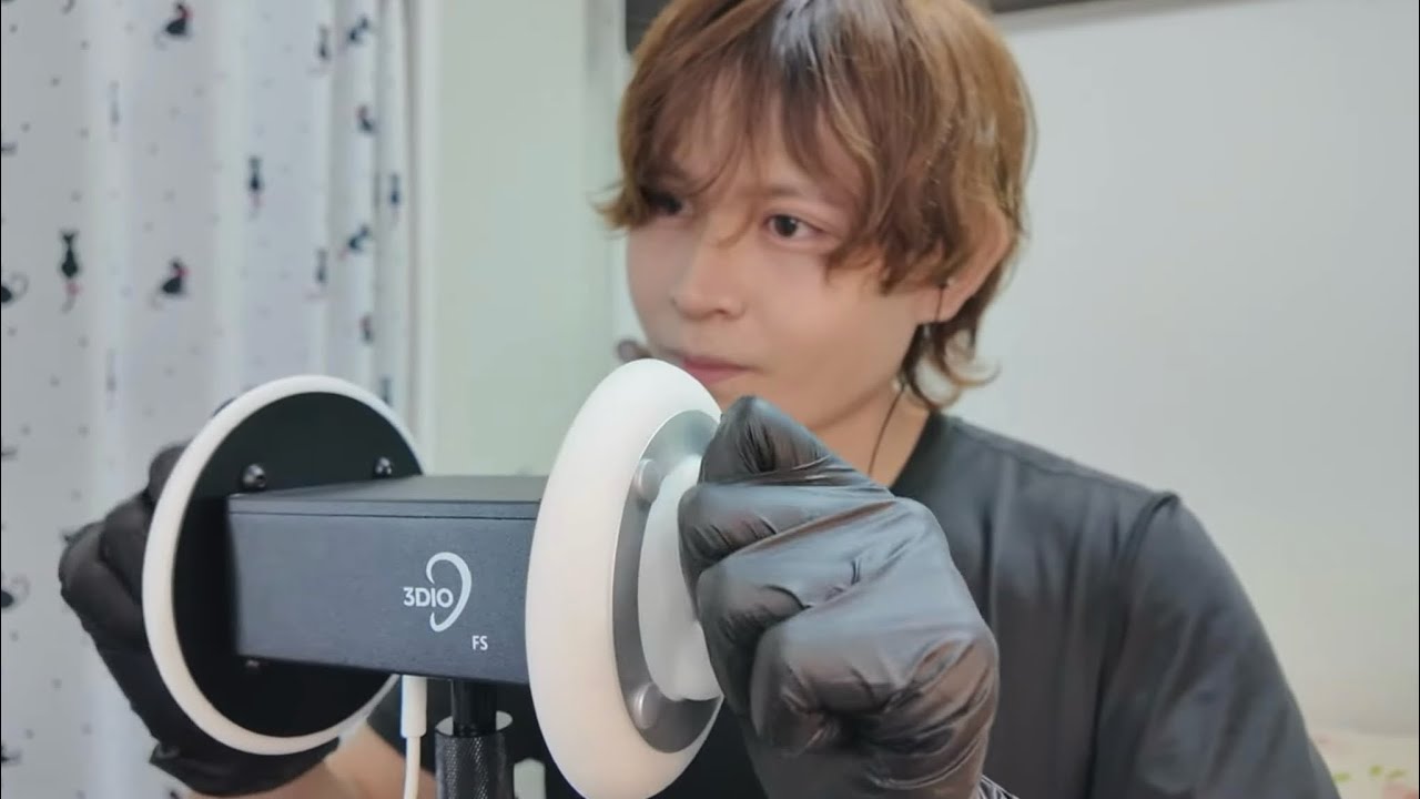 【ASMR】雑で不規則なゴム手袋 強め耳マッサージ Rough and irregular rubber gloves strong Ear massage【SR3D】