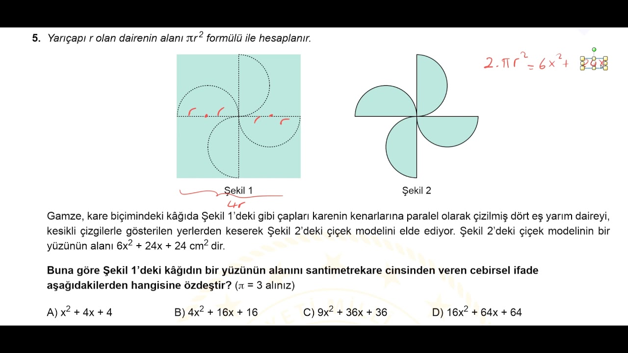2020-2021 MEB Mart Ayı LGS Örnek Soruları Matematik Çözümleri