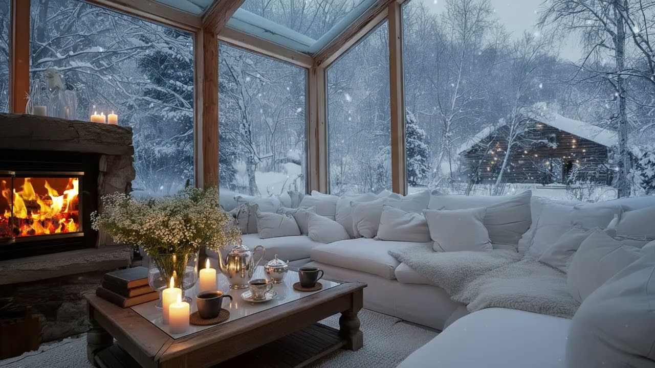 ❄️ Snowy Window Piano | 3 Hours Gentle Piano in Cozy Room for Relax, Study, Work & Sleep