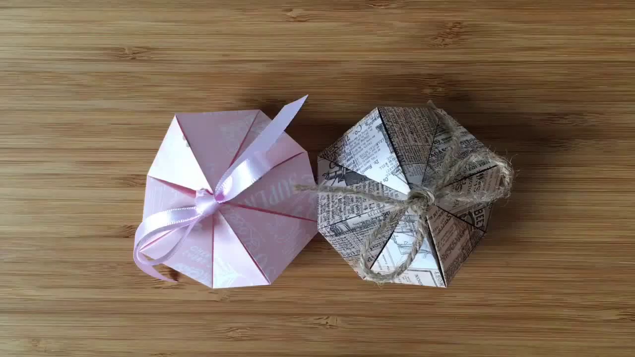 折り紙1枚で作る多角形ギフトボックスの折り方