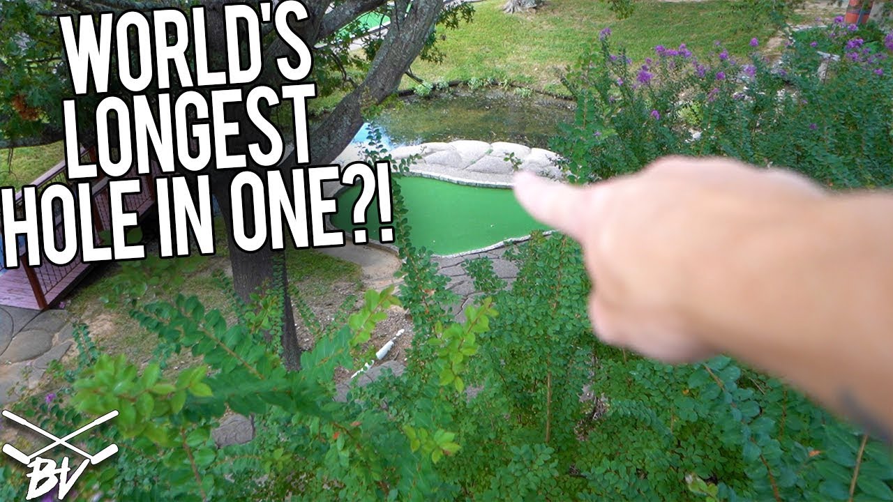 COULD THAT HAVE BEEN THE WORLD'S LONGEST MINI GOLF HOLE IN ONE?!?