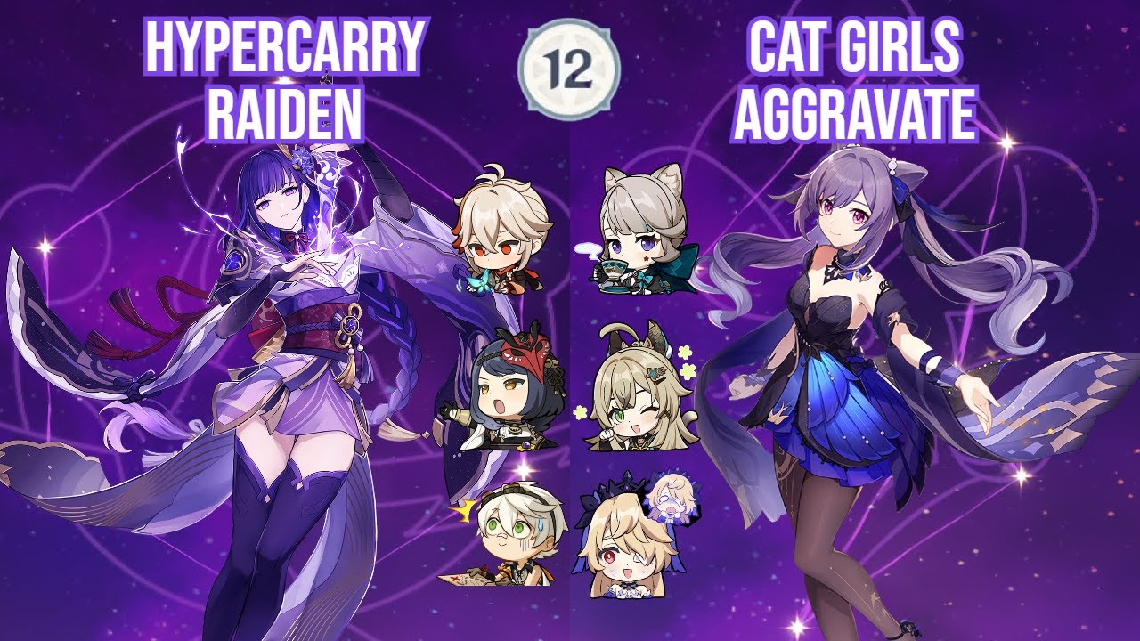 Spiral Abyss 4.0 - C0 Raiden Hypercarry x C0 Keqing Cat Girls Aggravate Full Star Clear