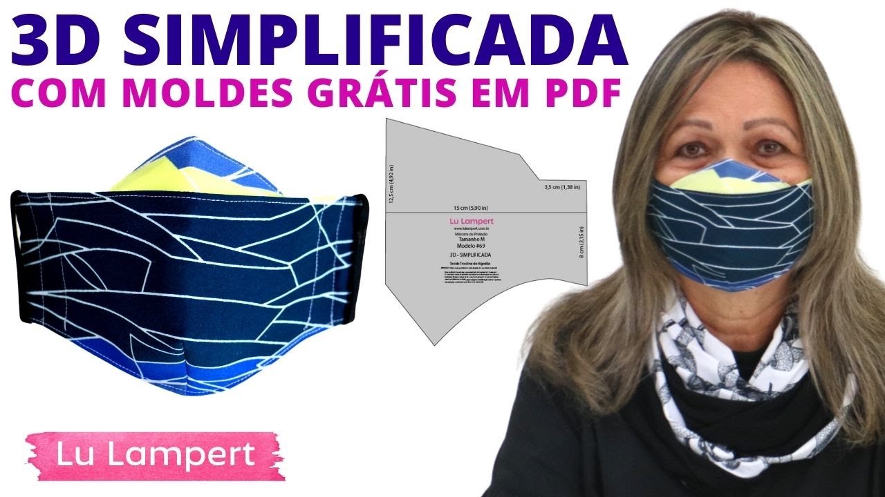 MÁSCARA 3D SIMPLIFICADA COM MOLDE GRÁTIS EM PDF - Lu Lampert