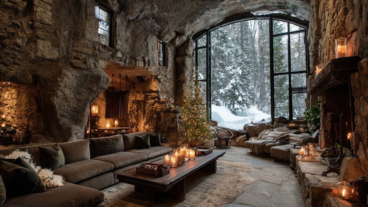 Peaceful Snowy Christmas Night 🎄🌲 Instrumental Christmas Music  Cozy Holiday Ambience