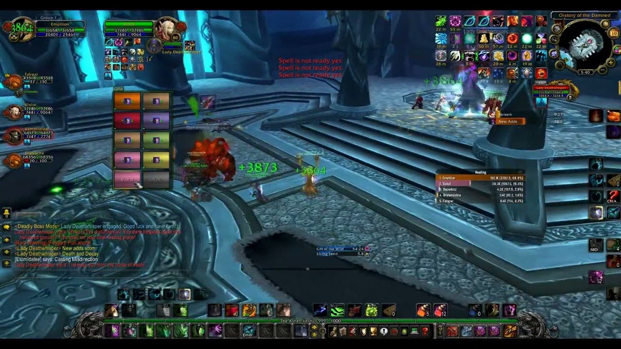 ICC 10n Lady Deathwhisper Resto Druid Solo Heal PoV