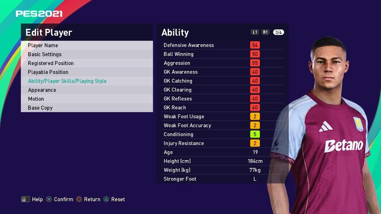 ALYSSON  /SEASON-25/26 -PES 2021 -BASE COPY [ CARLOS VINÍCIUS - BRAZIL- CF - COPY ]