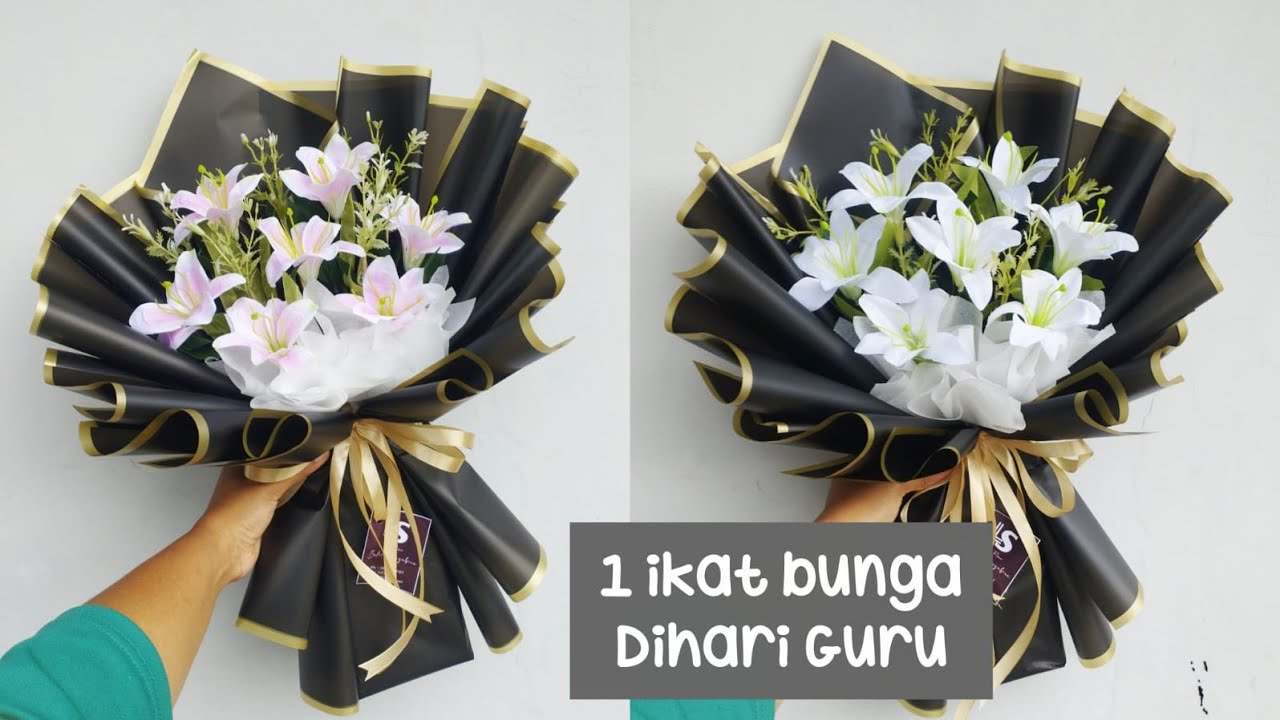 Букет лилий, подарок на день учителя, упаковка гембул / букет цветов своими руками