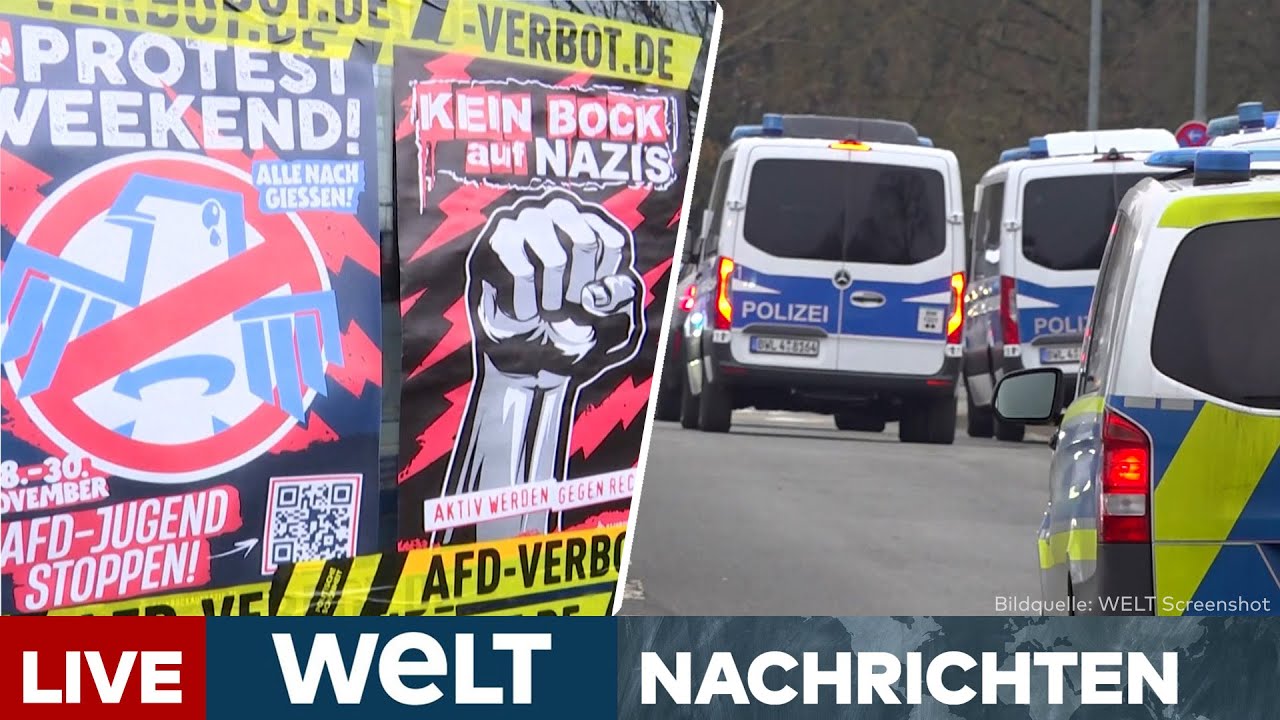 GIEßEN IM AUSNAHMEZUSTAND: Antifa gegen AfD-Jugend – Extremdynamische Lage für Polizei  | LIVESTREAM