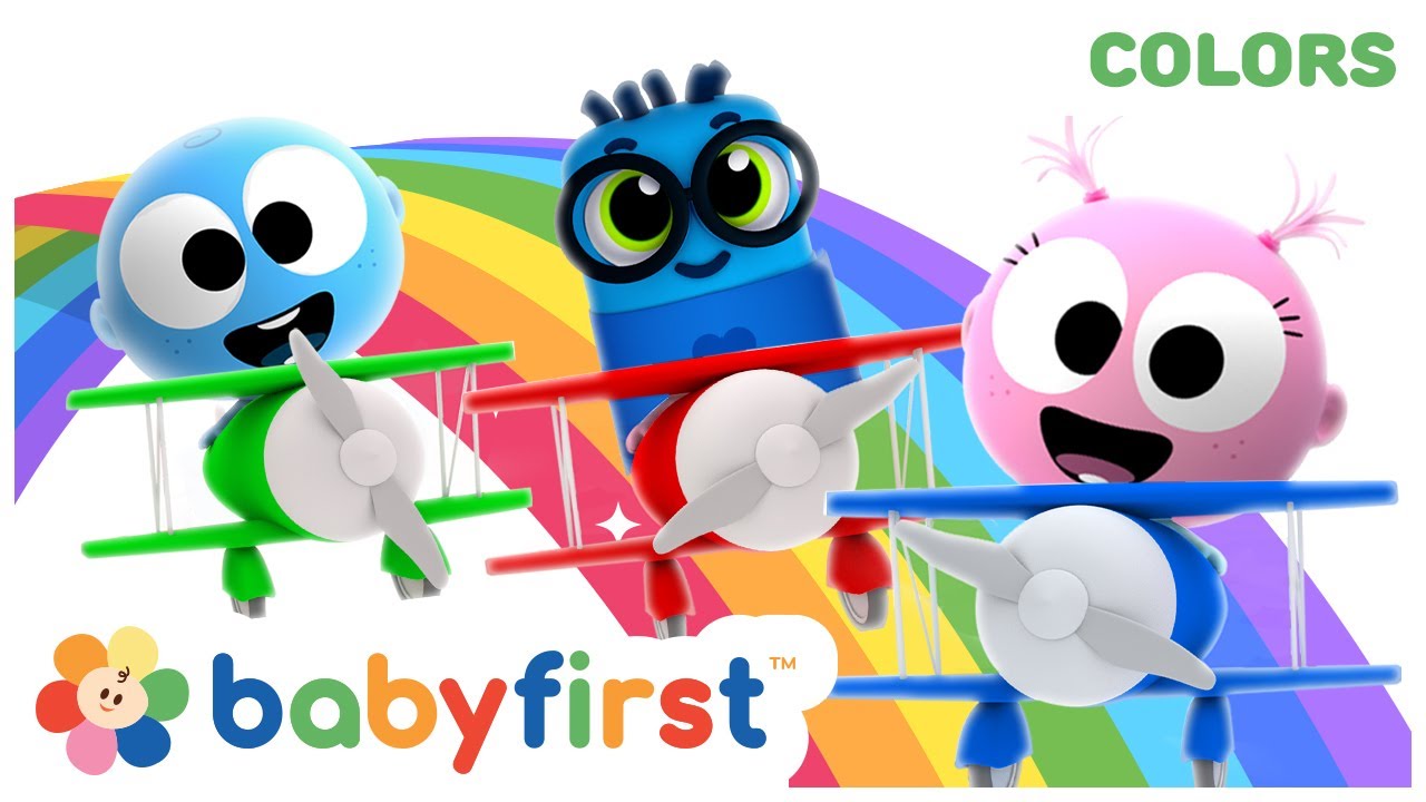 Learning Colors & Fruits w GooGoo, Gaga & Color Crew | Coloring Airplanes for Kids | BabyFirst TV