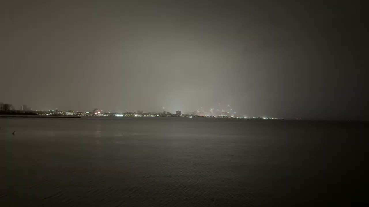 Fog over the lake, Toronto lights in the distance. Night, peace, and silence for your soul. 🤍🌫️