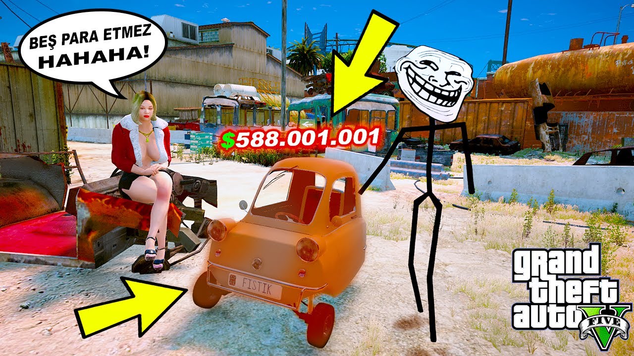 TROLLFACE HURDALIKTAN DÜNYANIN EN PAHALI VE EN KÜÇÜK ARABASINI ALIP TAMİR ETTİRİYOR! - GTA 5