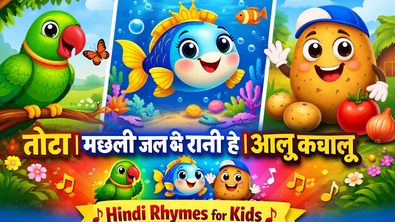 तोटा | मछली जल की रानी है | आलू कचालू 🐦🐟🥔 | Hindi Rhymes for Kids | Baby Songs |  #kids #rhymes 