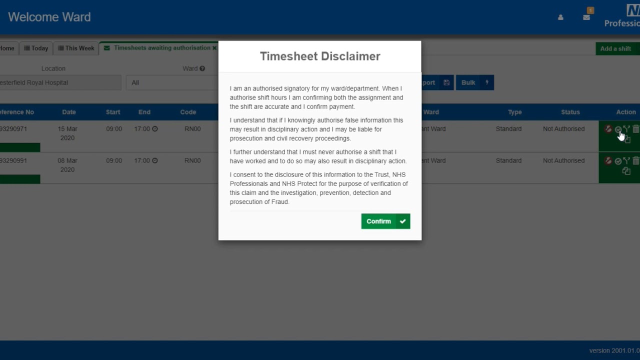 Our Bank - Authorising time sheets - Desktop
