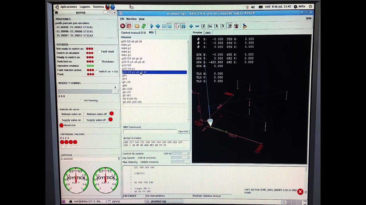 Delta robot + LinuxCNC + Ethercat master - DEMO