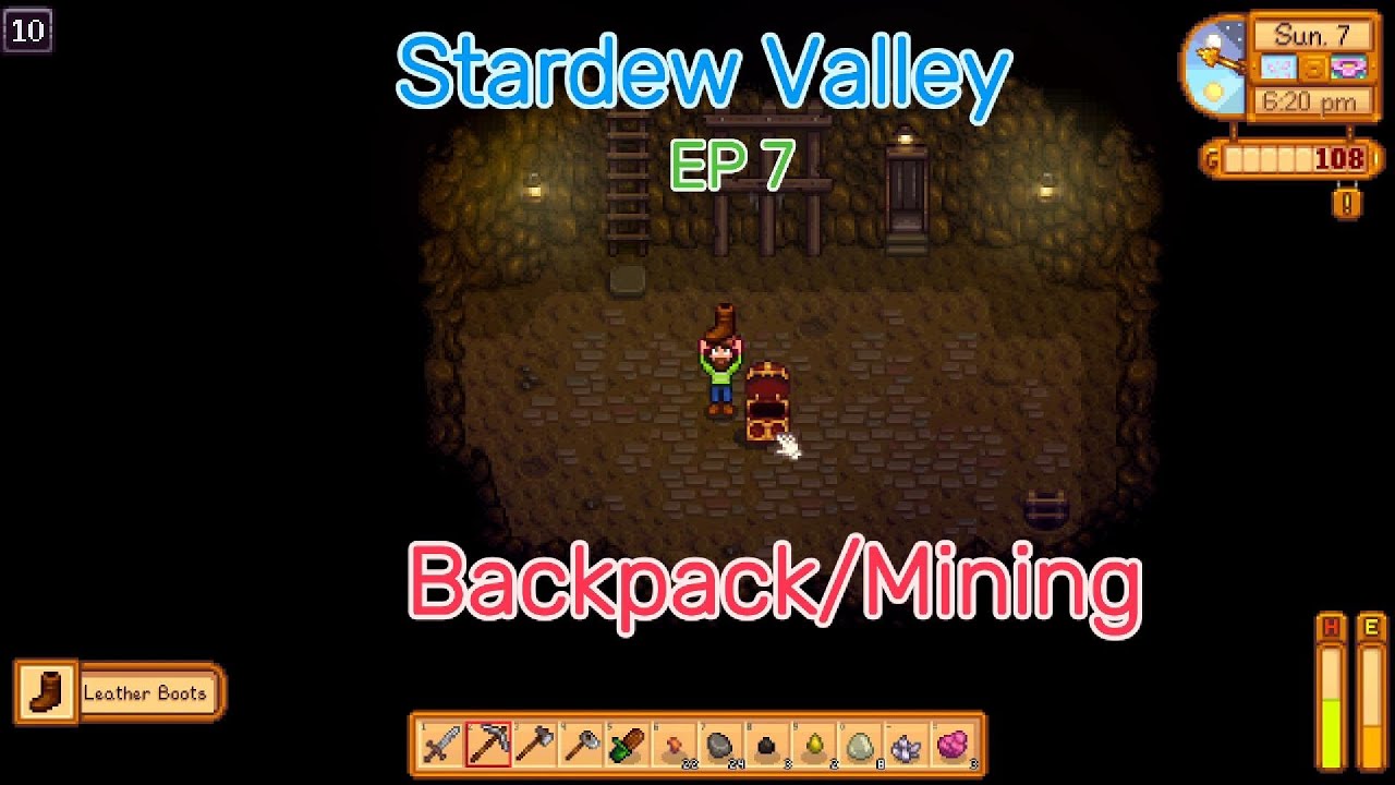 Backpack/mining ep 7 Stardew valley