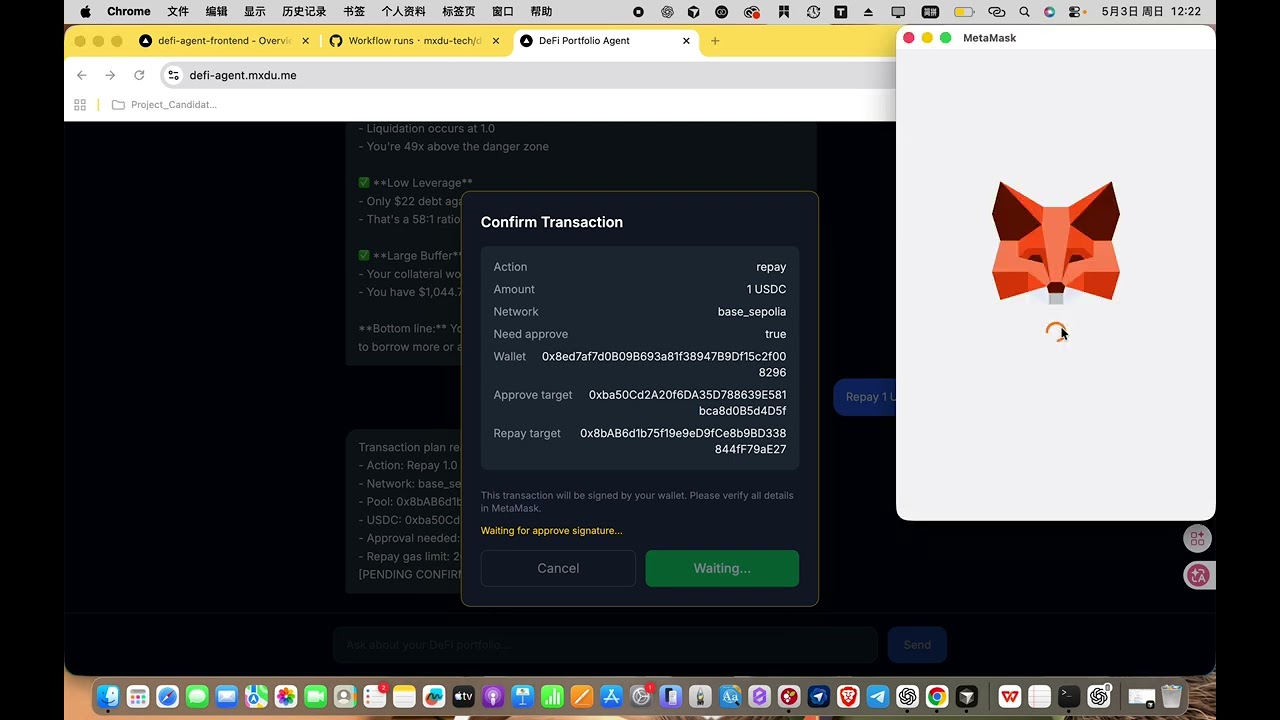 DeFi AI Agent Demo | Aave Position Analysis & On-chain Repay (LangGraph + Web3)
