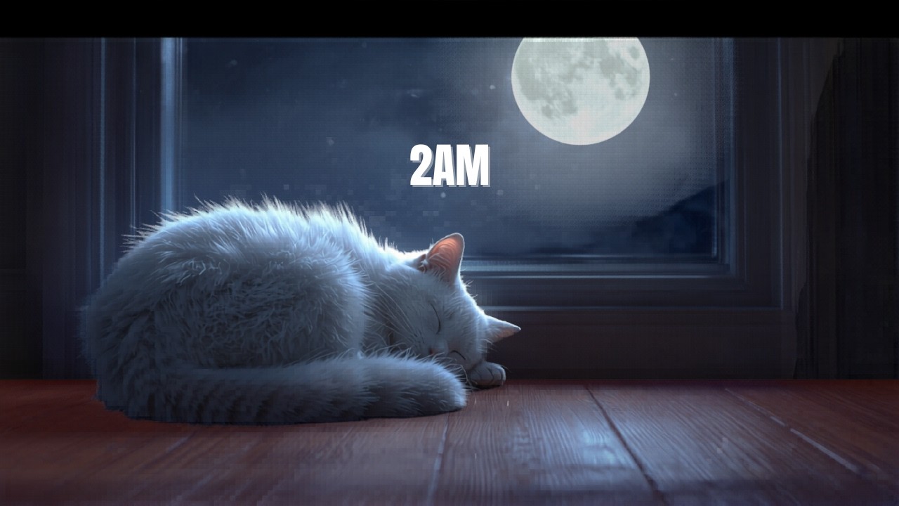 Deep Focus Ambient at 2AM (3 Hours) | Window Light | Sleeping White Cat