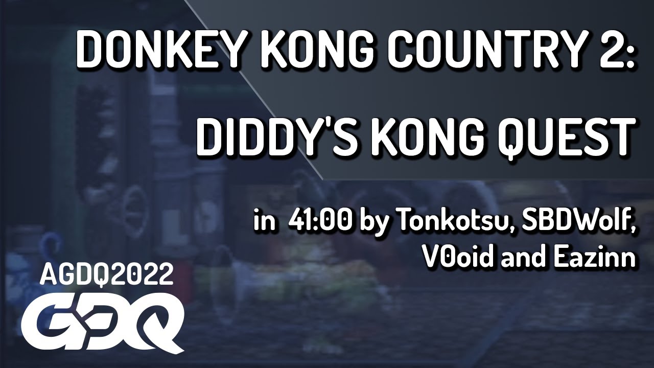 Donkey Kong Country 2 by Tonkotsu, SBDWolf, V0oid and Eazinn in 41:00 - AGDQ 2022 Online