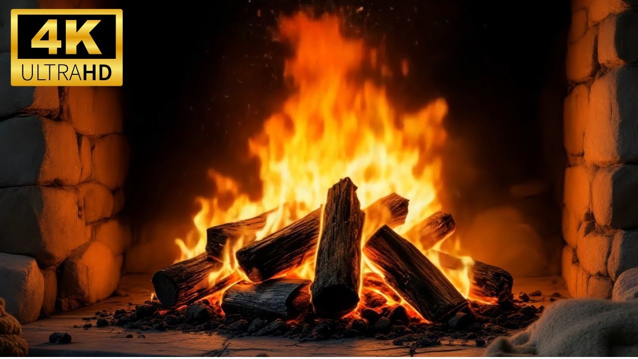 4 HOURS Cozy Fireplace 🔥 Seamless Loop | Silent Relaxing Fire