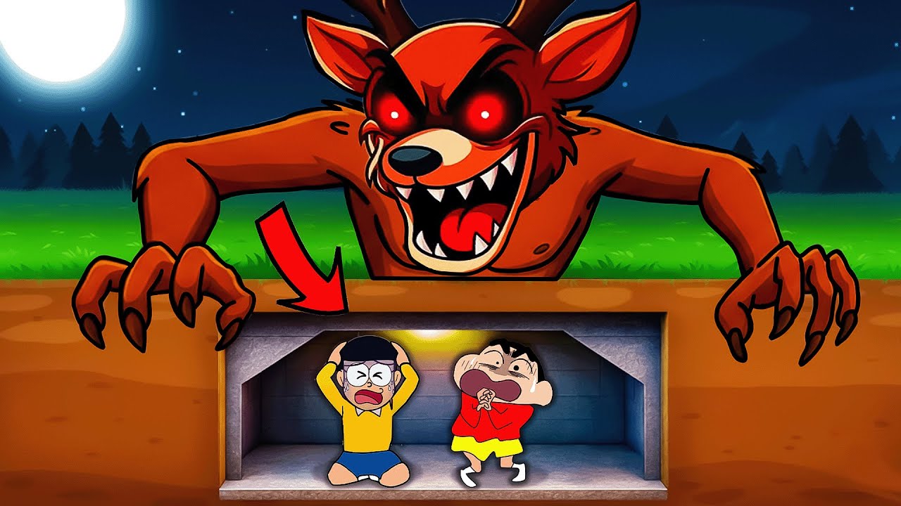 Shinchan Build a Bunker to Survive 99 Nights in Forest! 😱