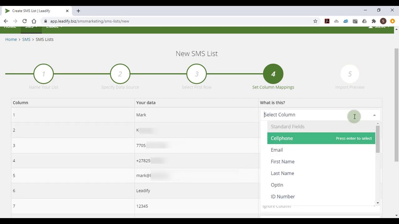 Creating your first SMS marketing list