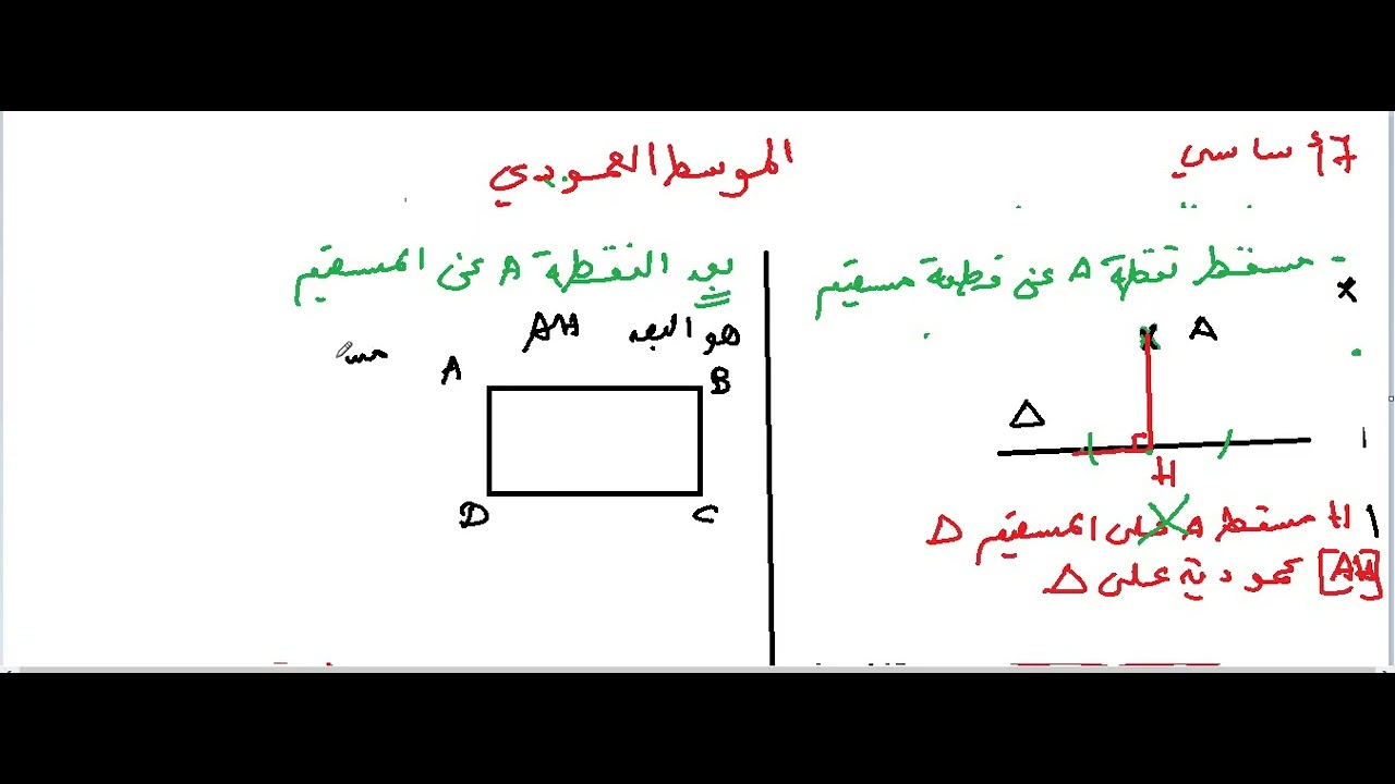 السابعة أساسي  بعد نقطة عن قطعة مستقيم
