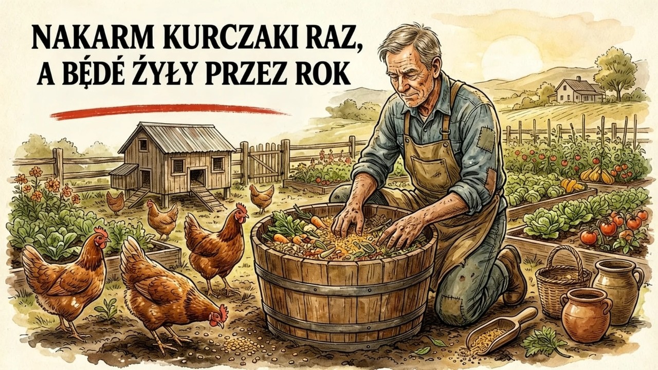 Jak robię tanią paszę dla kur w beczce w 7 dni i oszczędzam połowę wydatków