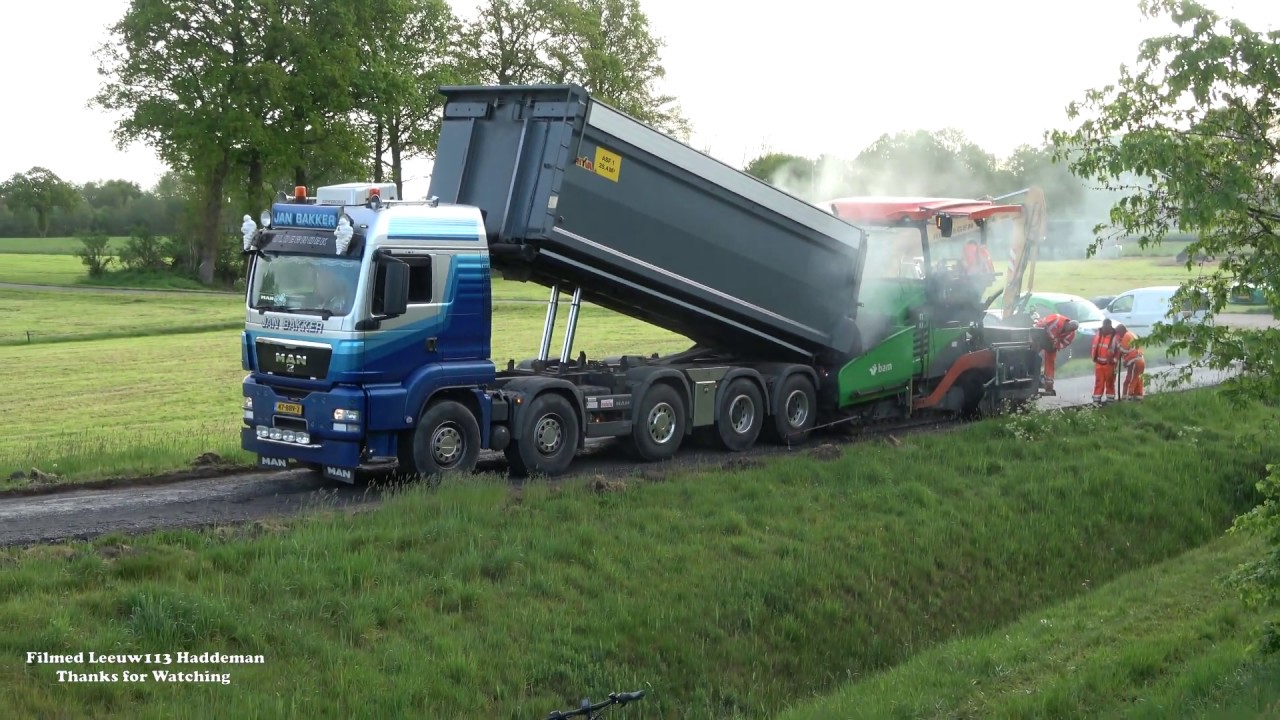 Bam Infra aan het asfalteren - Daf Ginaf and Man Asphalt Trucks