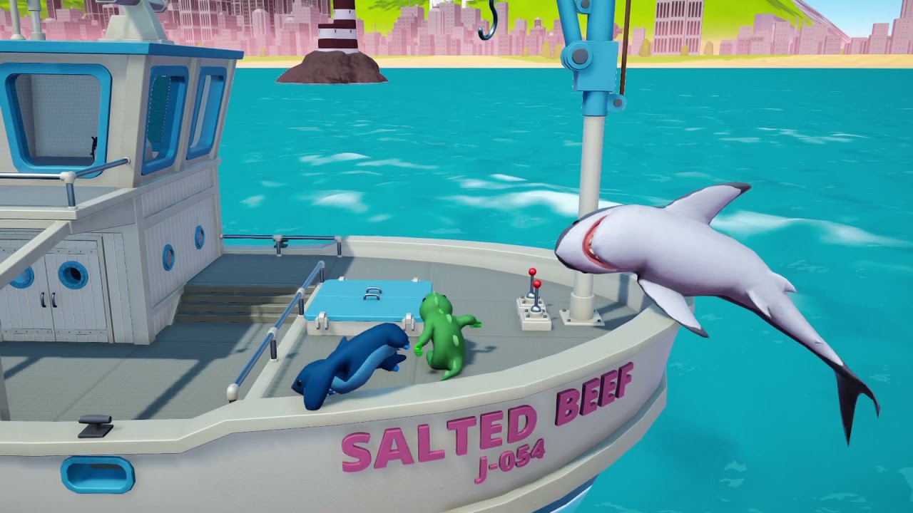Gang Beasts new update map, sharks, cage, ship, and sink