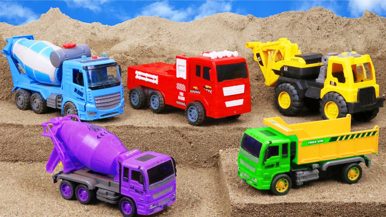 Fire trucks, dump trucks, excavator rescue teams help jeep trucks in dangerous situations