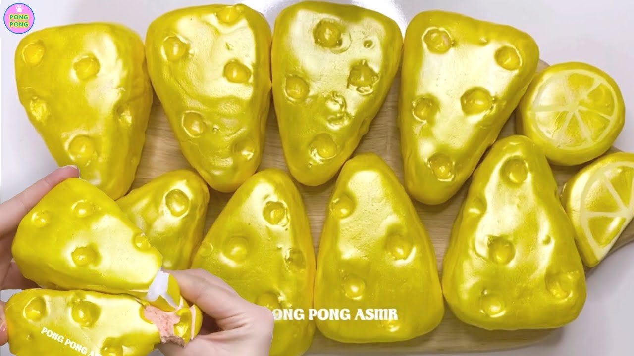 LEMON CHEESE CAKE CLAY CRACKING PLASTER 레몬 치즈케이크 석고점토 부수기, 부수는 쾌감 石膏クレイクラッキング NO TALKING ASMR