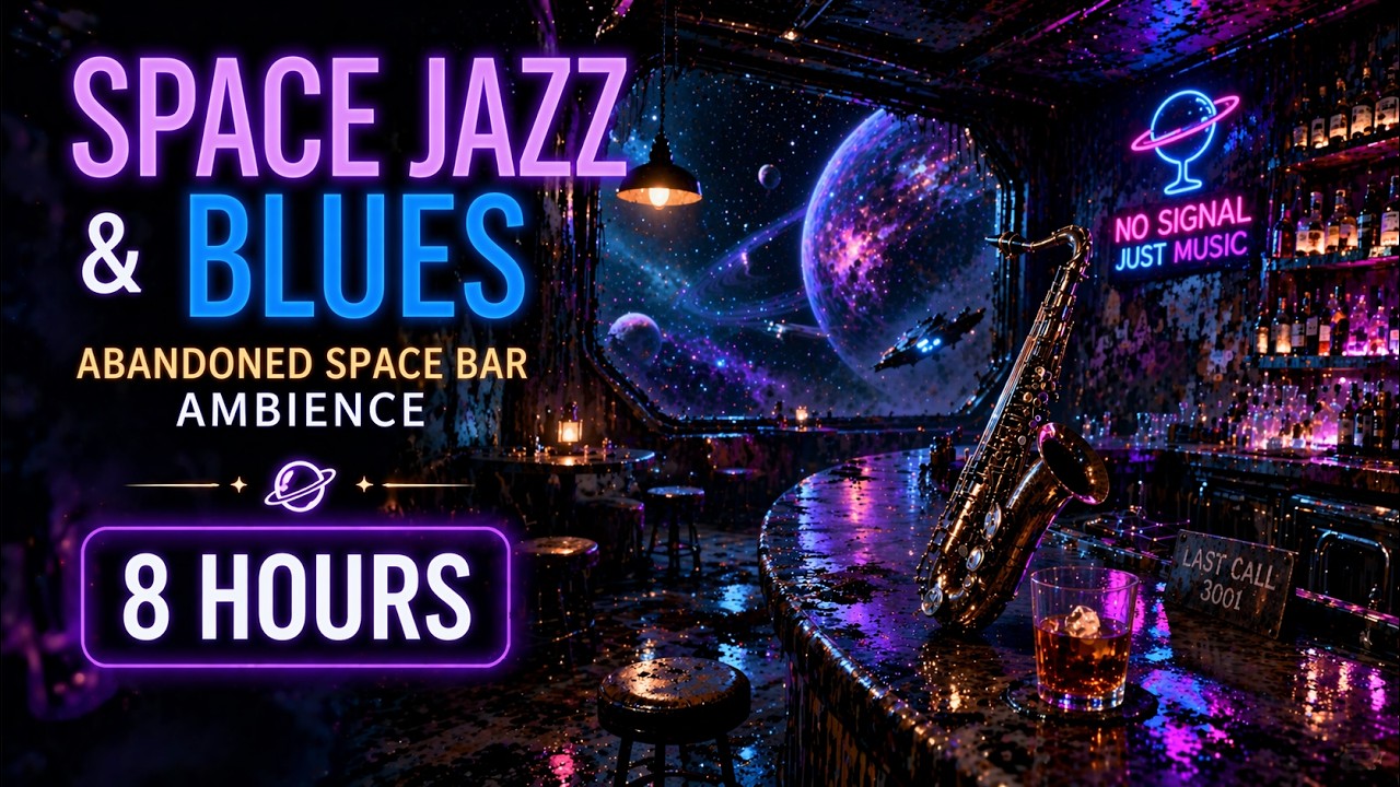 Space Jazz & Blues 🎷 Abandoned Space Bar Ambience for Sleep & Study 🌌