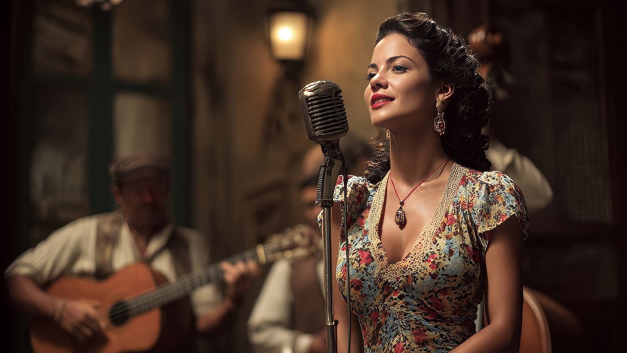 Son Cubano Nostálgico: Vocalista Cubana Canta en un Club Retro con Sabor Latino