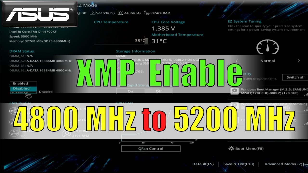 RAM Speed Increase 4800 MHz to 5200 MHz in ASUS Motherboard || Enable XMP for RAM
