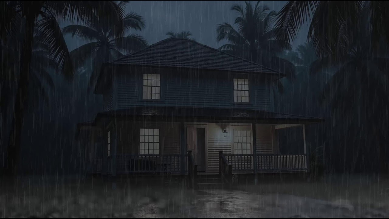 Fall asleep in minutes with heavy rain in a wooden cabin in the forest