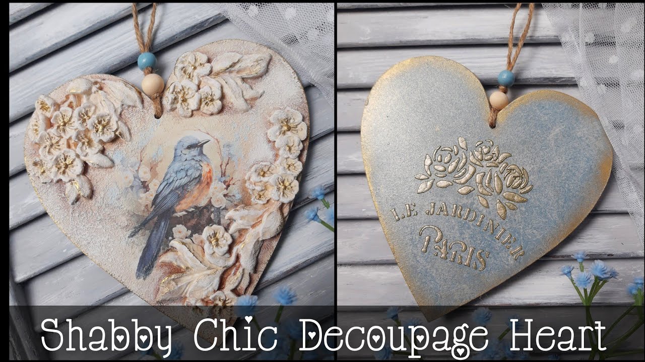 Shabby Chic Heart Decoupage Tutorial 🌿 DIY Vintage Decor