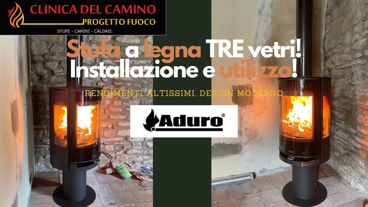 Stufa a legna tre vetri ADURO, miglior stufa Economica! Installazione e intubaggio canna fumaria!