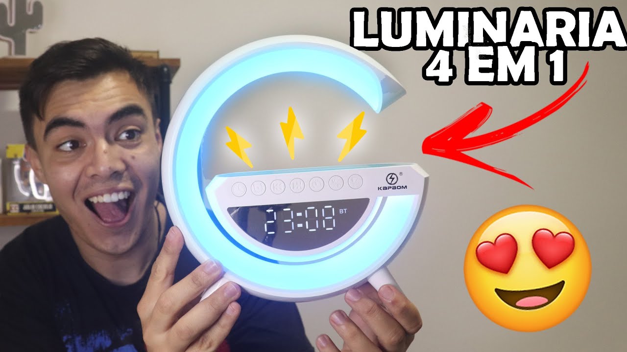 LUMINARIA, CAIXA DE SOM, CARREGADOR E RELOGIO! Kapbom KA-8885