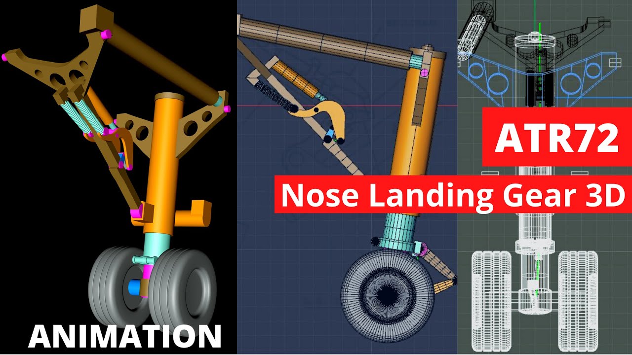 ⚡Nose Landing Gear 3D Animation: ATR72 Aircraft⚡